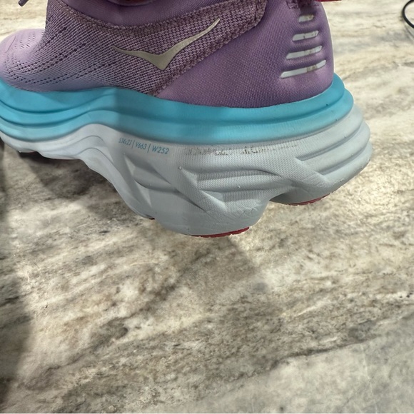 Hoka Bondi 8 Lavender Teal and White Athletic Shoes Walking and Running Shoes - Picture 5 of 10